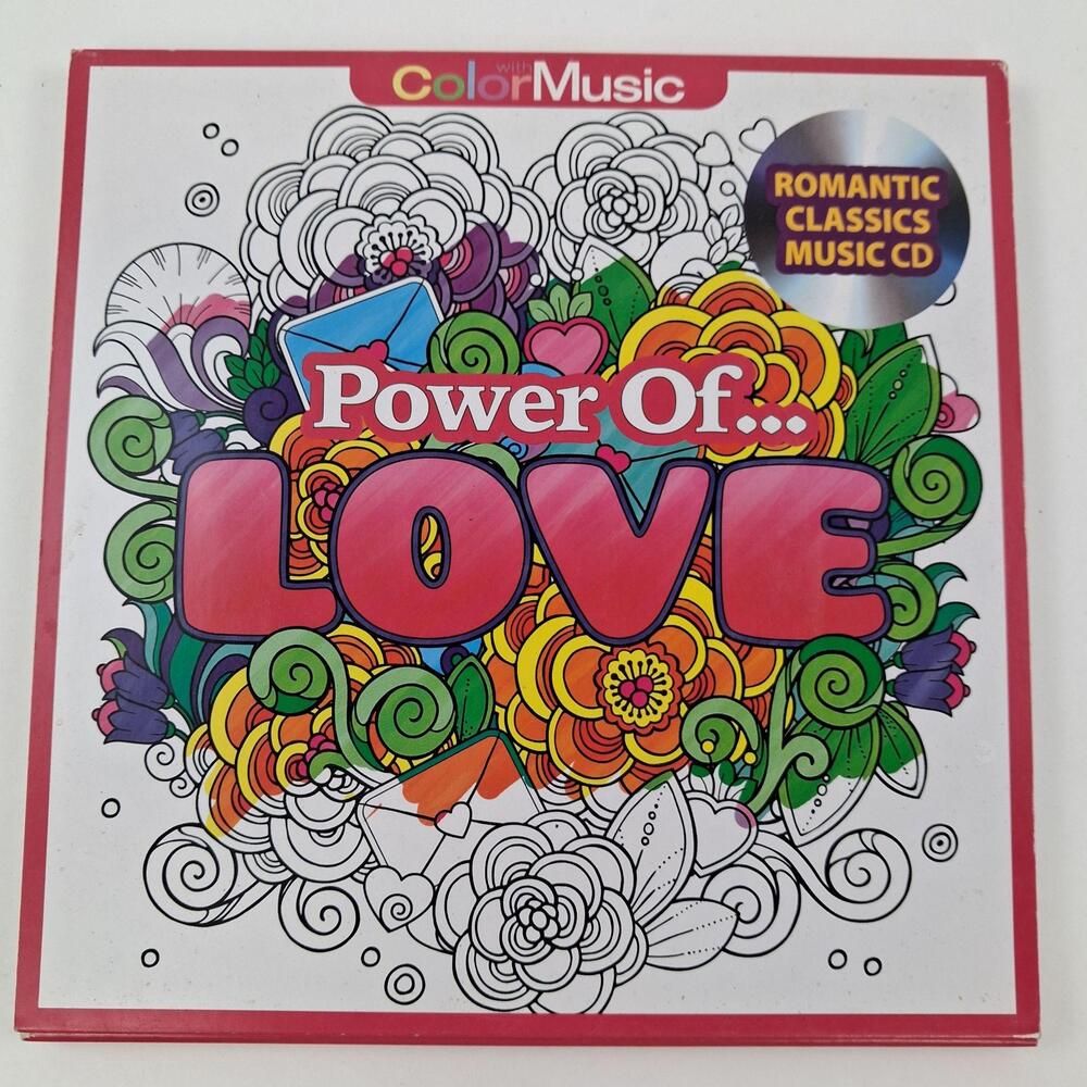 Power Of... LOVE Newbourne Media ColorMusic Adult Coloring Book Romantic CD Set